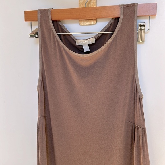 S MAX MARA Sleeveless Knit Dress SMALL Satin brown taupe color Easy Living Brown - Picture 5 of 16